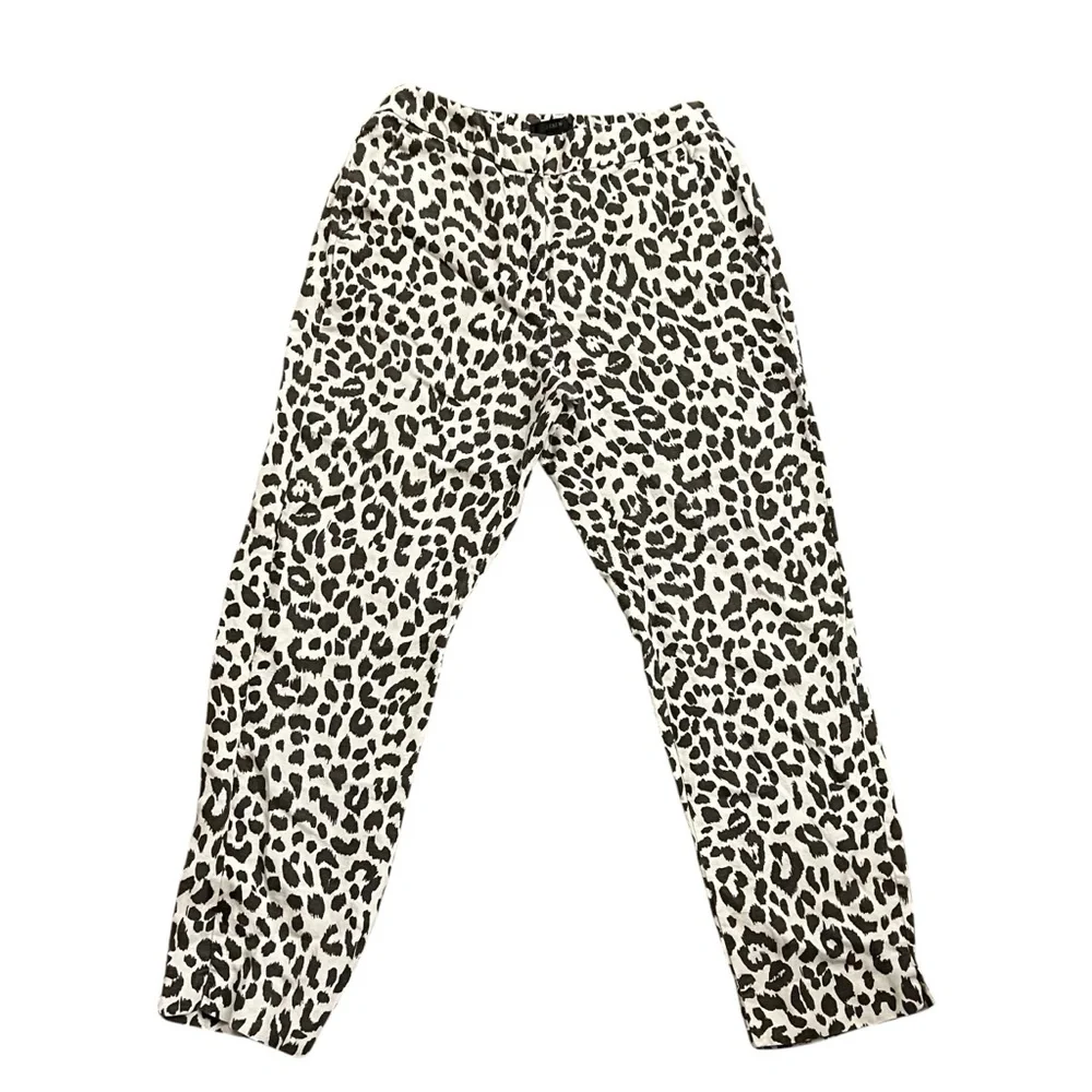 J.Crew Linen Leopard Print Pants Size 4 Tall Relaxed Lightweight Animal‎ Print